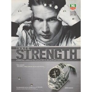 Vintage 1999 TAG Heuer Mika Hakkinen Formula 1 Watch Print Ad 1990s Luxury Watch
